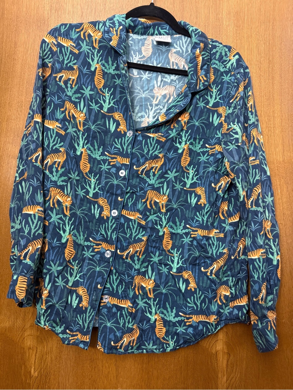 NIGHTIRE jungle cats top - Womens Navy Tiger Print Pajama Top - Cozy Sleep Shirt